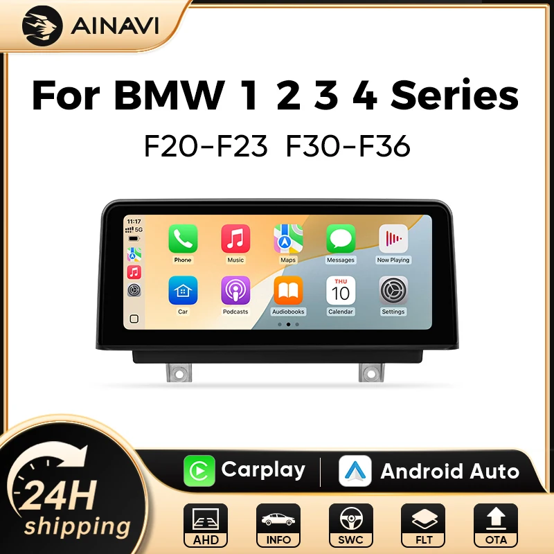 Image of Ainavi Autoradio Für BMW 1 2 3 4 Serie F20 F21 F22 F30 F31 F33 F34 F36 NBT Drahtlose Carplay Android Auto Auto Multimedia Player