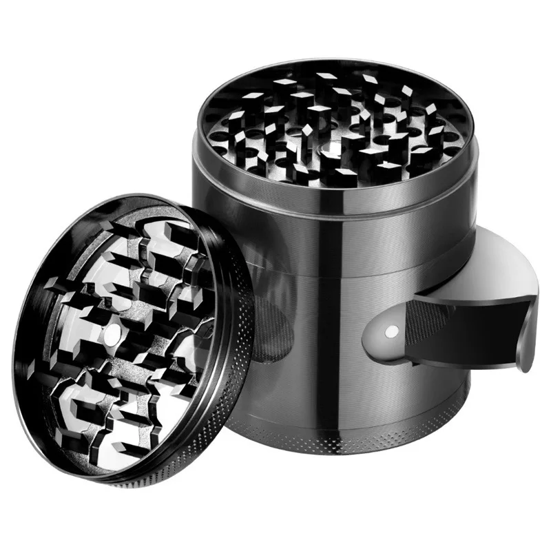 Metal Grinder Zinc Alloy Machine 60mm 4 Parts Clear Glass Window Easy Dump Crushed Herb Grinder view 6