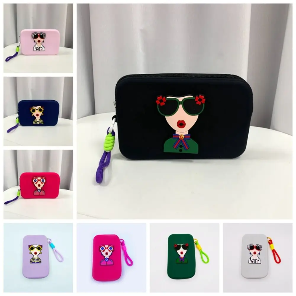 Cartera de muñeca de silicona antipérdida, bolsa de almacenamiento moderna y ligera creativa para mujer, funda blanda con cremallera cosida de estilo étnico para mujer