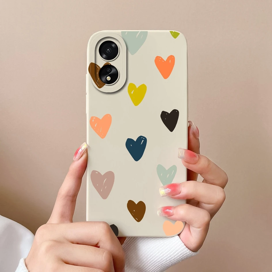 Case For Oppo A38 4G CPH2579 Back Cover Fashion Design Shockproof Love Heart Bumper Matte Soft Silicone TPU For Oppo A 38 Fundas