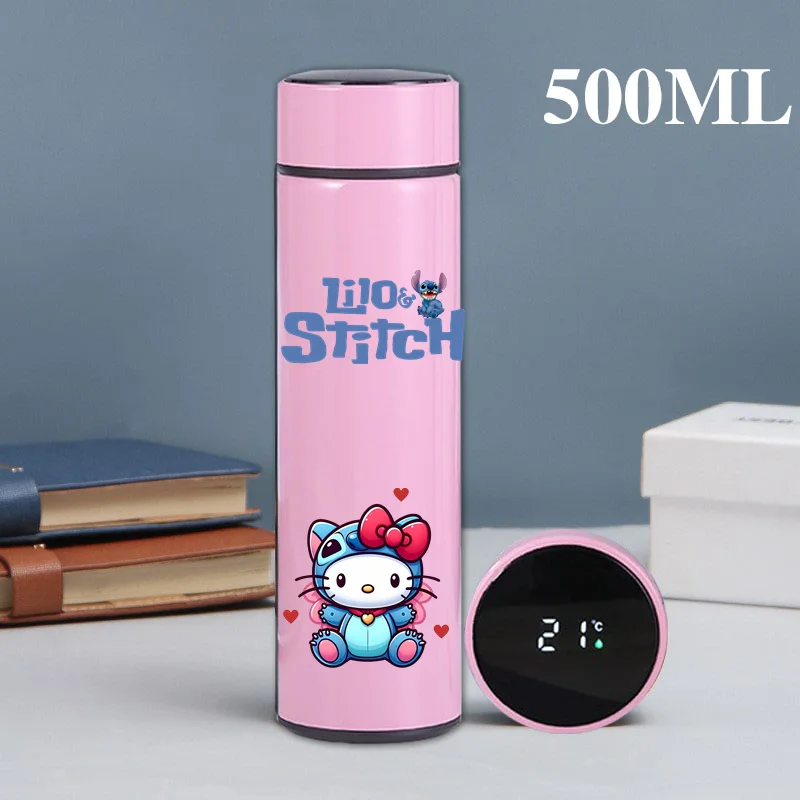 Kawaii Lilo & StitchTemperature Display Thermos Cup Male Female Stitch Stainless Steel Thermo Bottle Outdoor Insulated Water Cup