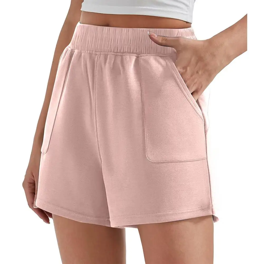 Pantaloncini estivi comodi Pantaloncini estivi alla moda Pantaloncini tinta unita applicabili per la lunghezza regolare del tessuto in poliestere femminile