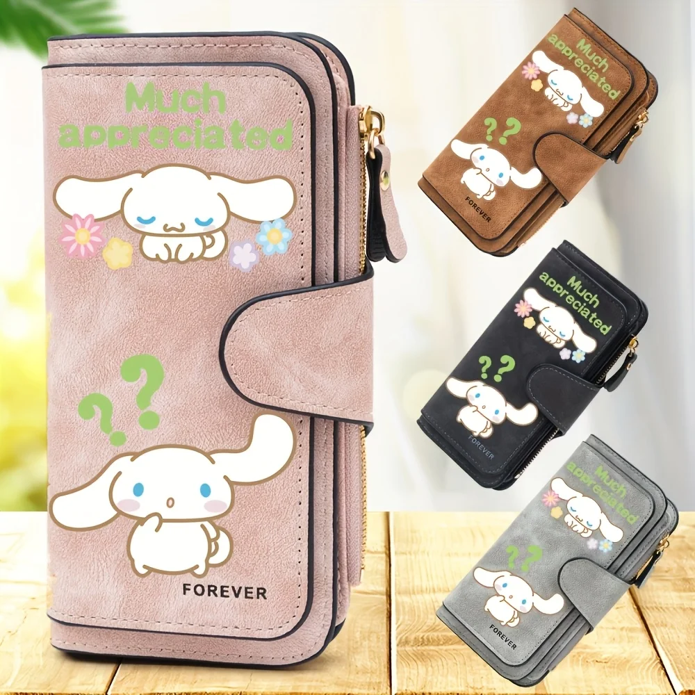 1 Stück Niedliche Cinnamoroll Ledertasche Neue Trendige Reißverschluss-Geldbörse Sanrio-Serie Clutch-Tasche Kartenetui Modisches Design Münzbörse
