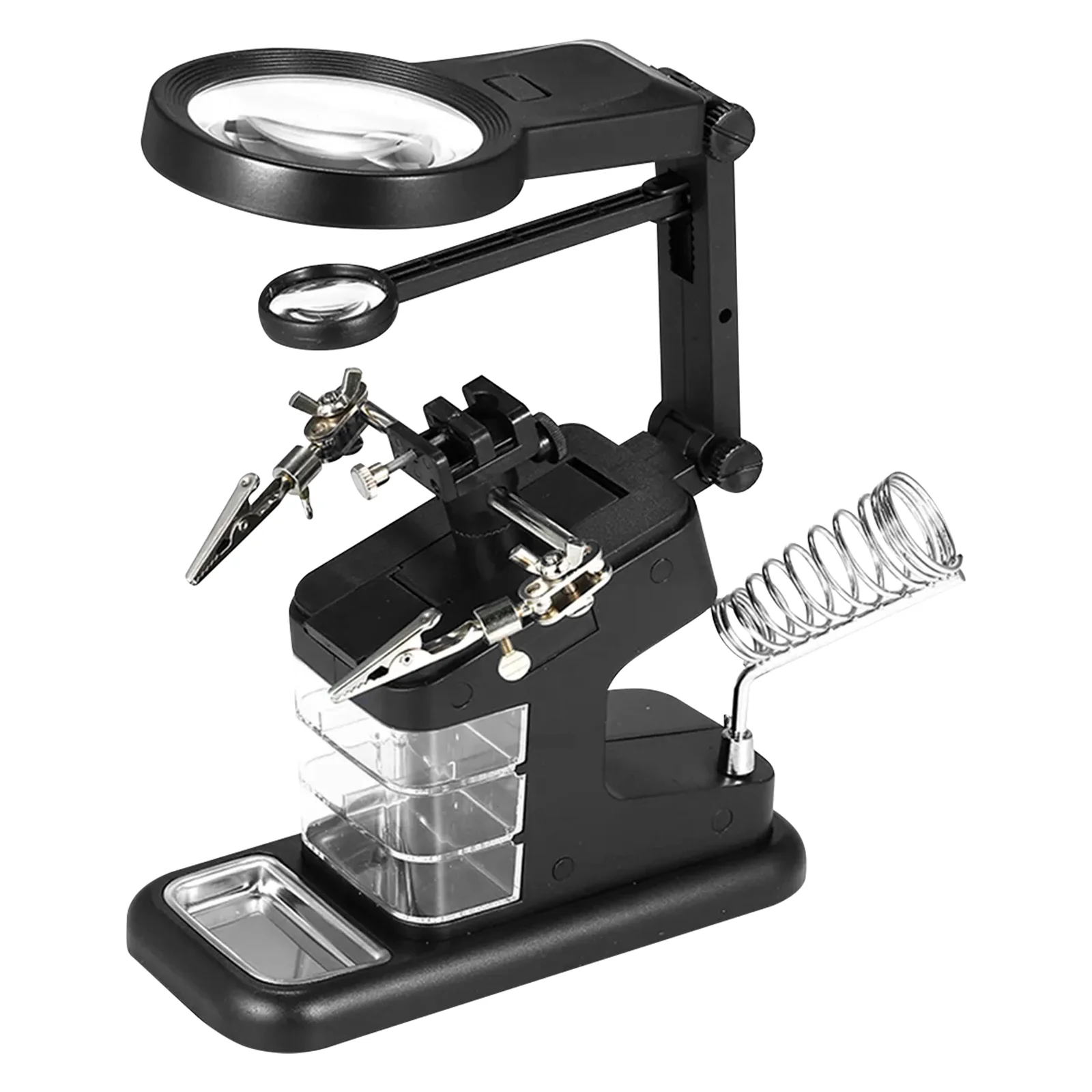 USB Welding Clamp Magnifying Mirror Helping Hands Soldering Station LED Desk with