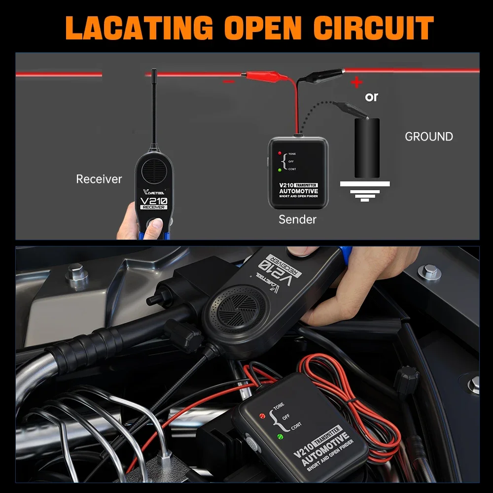 VDIAGTOOL V210 Automotive Circuit Tester Auto Reparatie Kabel Circuit Wire Tracker Tracers Analyzer 6-42V Korte Open Finder Checker