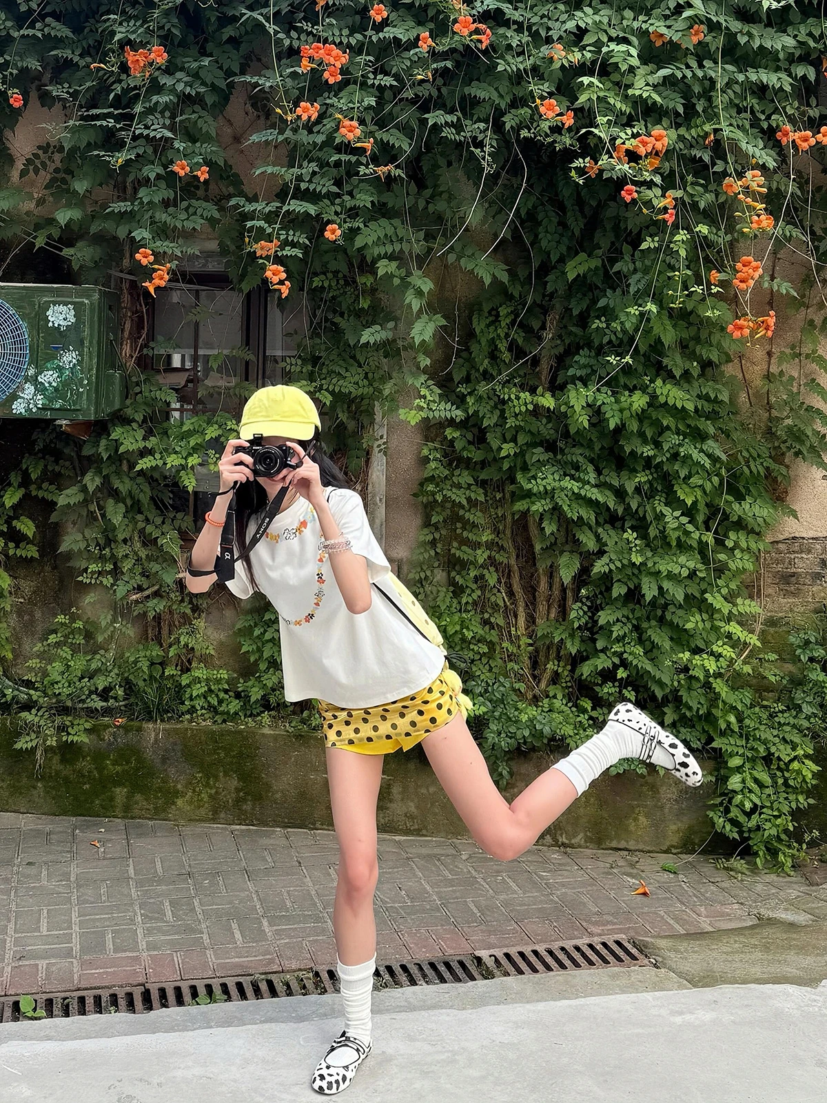Sakura T-shirt Women's Casual Loose Short Sleeve Printed Neck Design Summer Cotton Top Floral Gardenia Necklace Summer Style