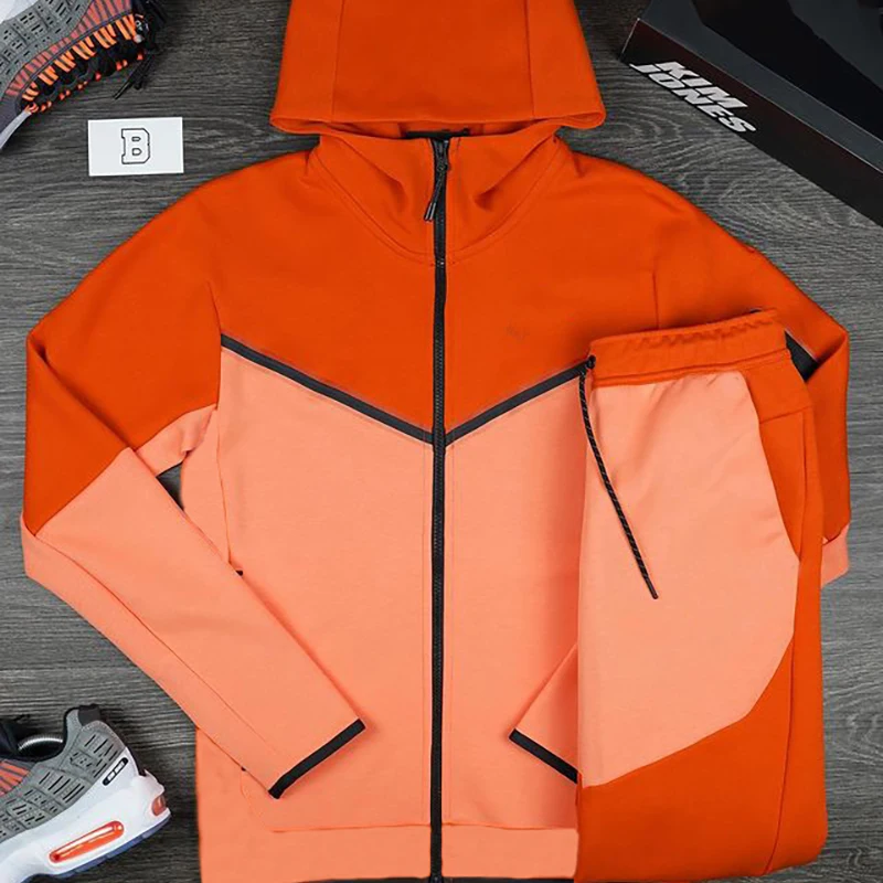 Spring Autumn Men\'s Tracksuits Cotton Sportswear Pants 2-Pieces Hoodie Sportswear Suit