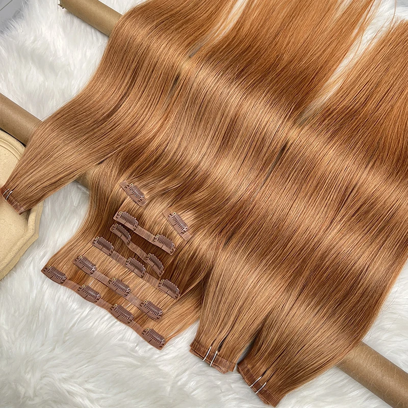 

# Накладные пряди из натуральных волос, 30 цветов, невидимые, бесшовные, на клипсах, прямые, двойной шов, 7 шт./набор, 100 г