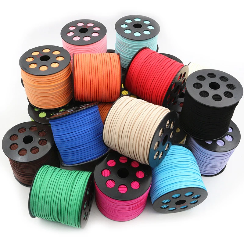 

10m/lot 2.5mm Flat Faux Suede Braided Cord Korean Velvet Leather Thread String Rope For DIY Necklace Jewelry Making Supplies