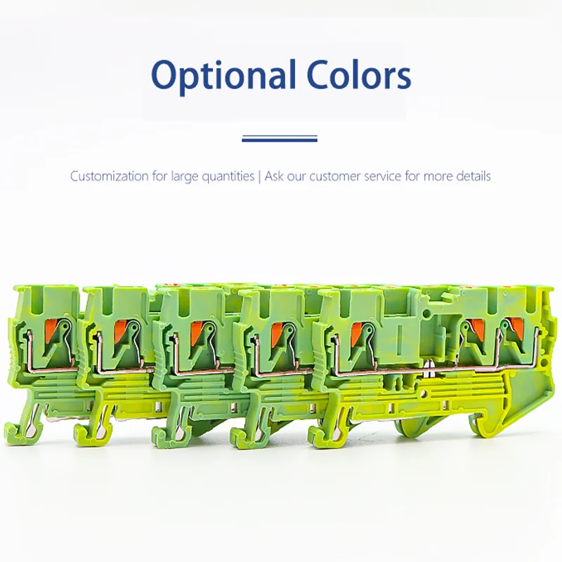 ManHua 5Pcs PT2.5-TW-PE Push-in Ground Din Rail Terminal Block 3-Conductor Earth PT 2.5 Twin Wire Electrical Connector