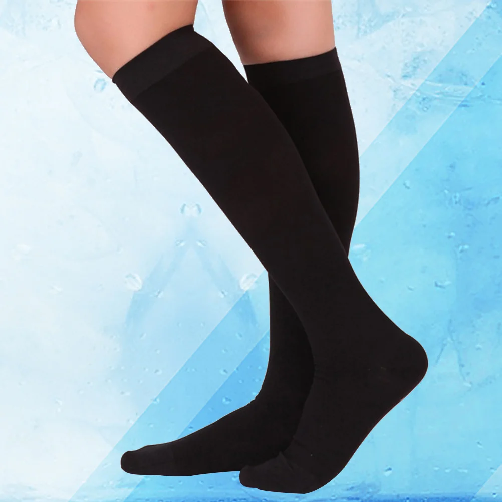 4 أزواج جوارب ضغط الرجال النساء مكافحة التعب الركبة عالية تنفس تشغيل وذمة الدوالي حجم السفر الأسود
