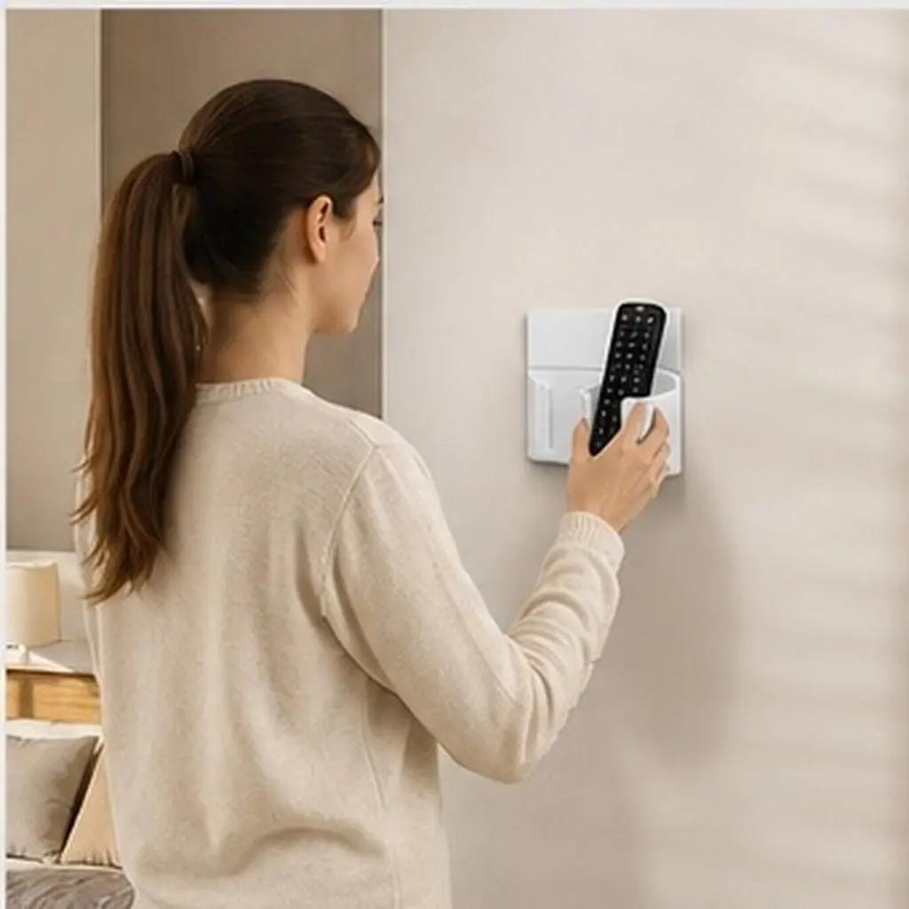 10Pcs Adhesive Remote Control Holder Wall Mounted Cream No Drilling Storage Organizer Bedroom Living Room Air Conditioning Rack
