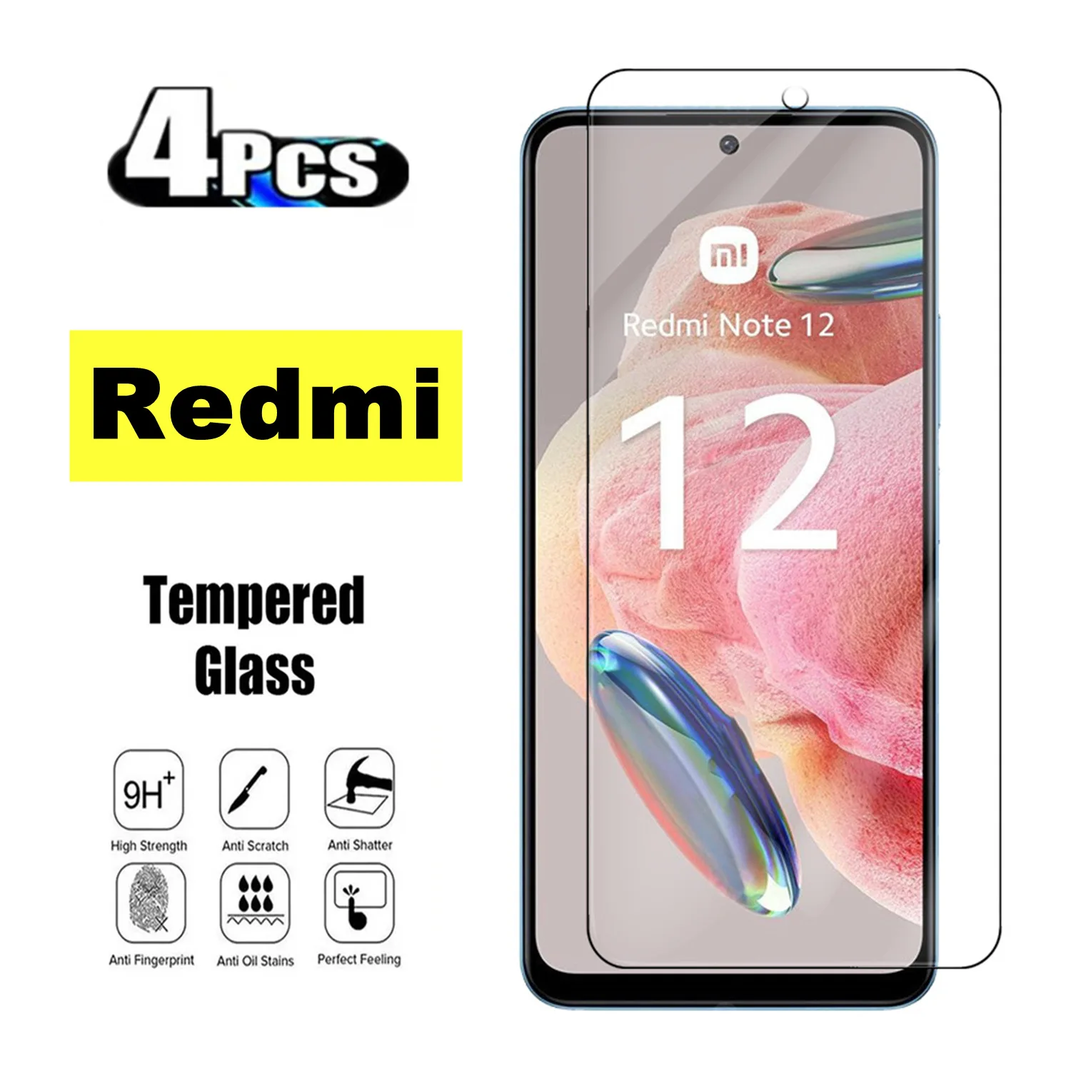 

2/4Pcs HD Full Cover Tempered Glass For Xiaomi Redmi Note 12 5G/ Redmi Note 12 Pro + Film