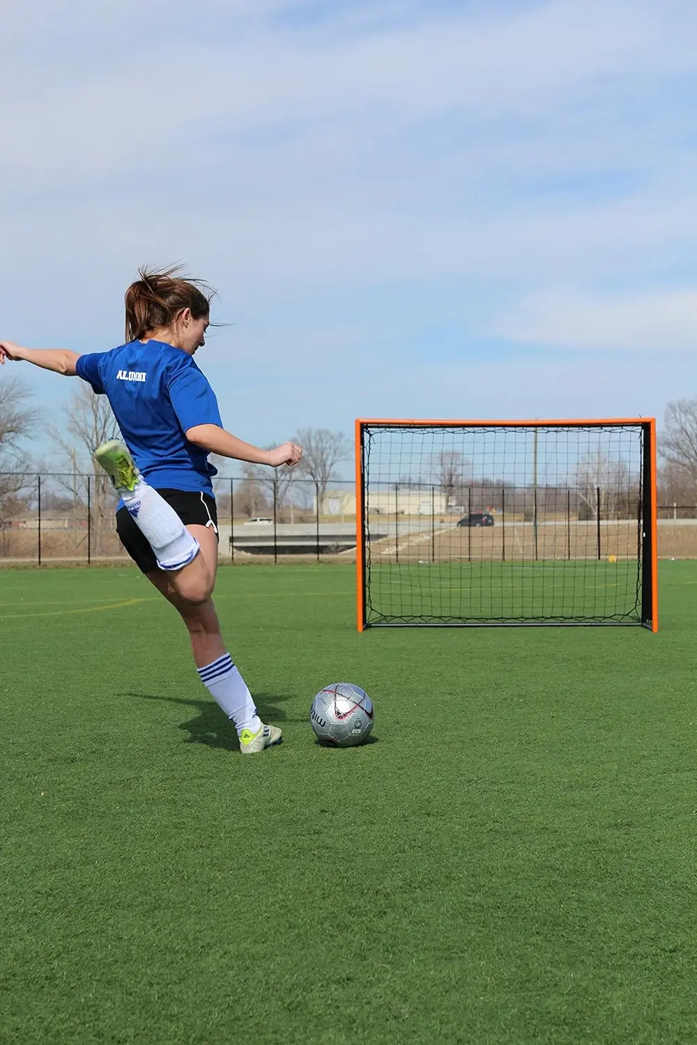 Striker Soccer Rebound Trainer with Double-Sided, Ultra-Responsive Rebounding Net and Goal, Large