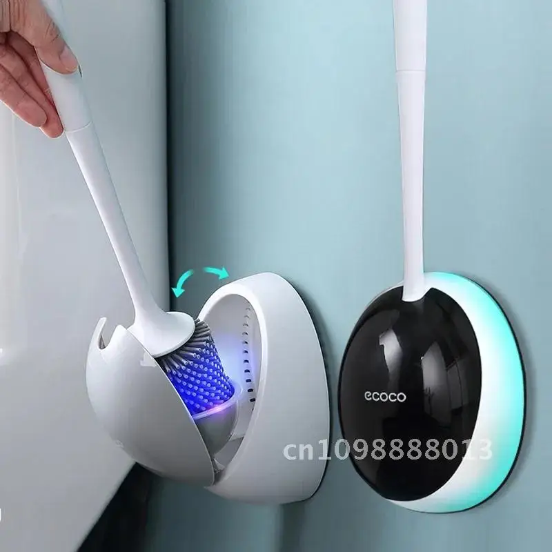 

Silicone Toilet Brush Drainable Wall-Mounted Cleaning Tool WC Accessories Set Bathroom for