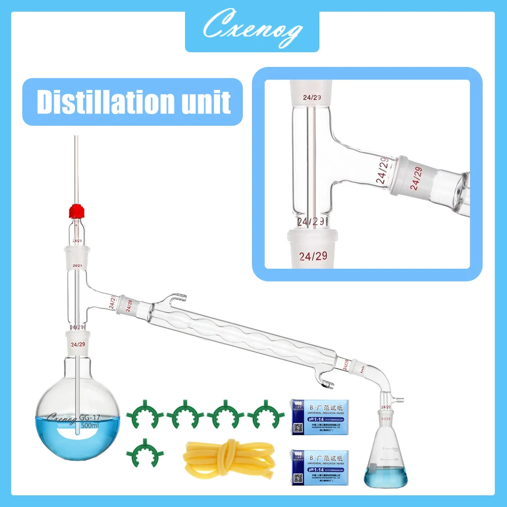 500ml Lab Distillation Set Borosilicate Glass With Standard 24/29 Joint Suitable For Essential Oils And Aqueous Extracts Lab