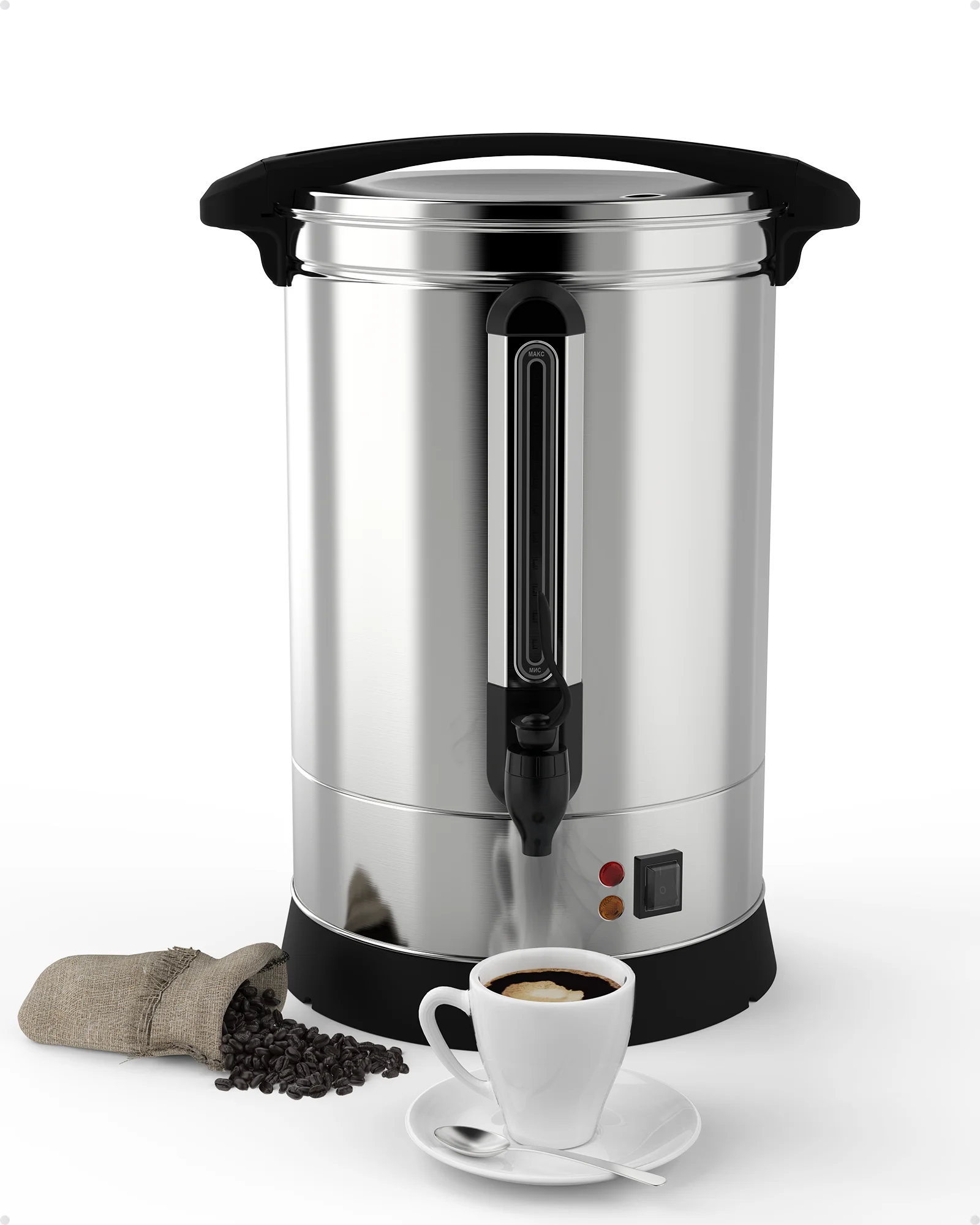 

14L Coffee Urn With Double-Wall Stainless Steel & Twist-Lock Lid - Quick Brewing Coffee Maker With Keep-Warm Mode For Events