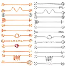 14G Surgical Steel Industrial Barbell for Women Men Heart Cartilage Helix Earring Stud Body Jewelry Piercing Oreja Ring 38mm 1PC