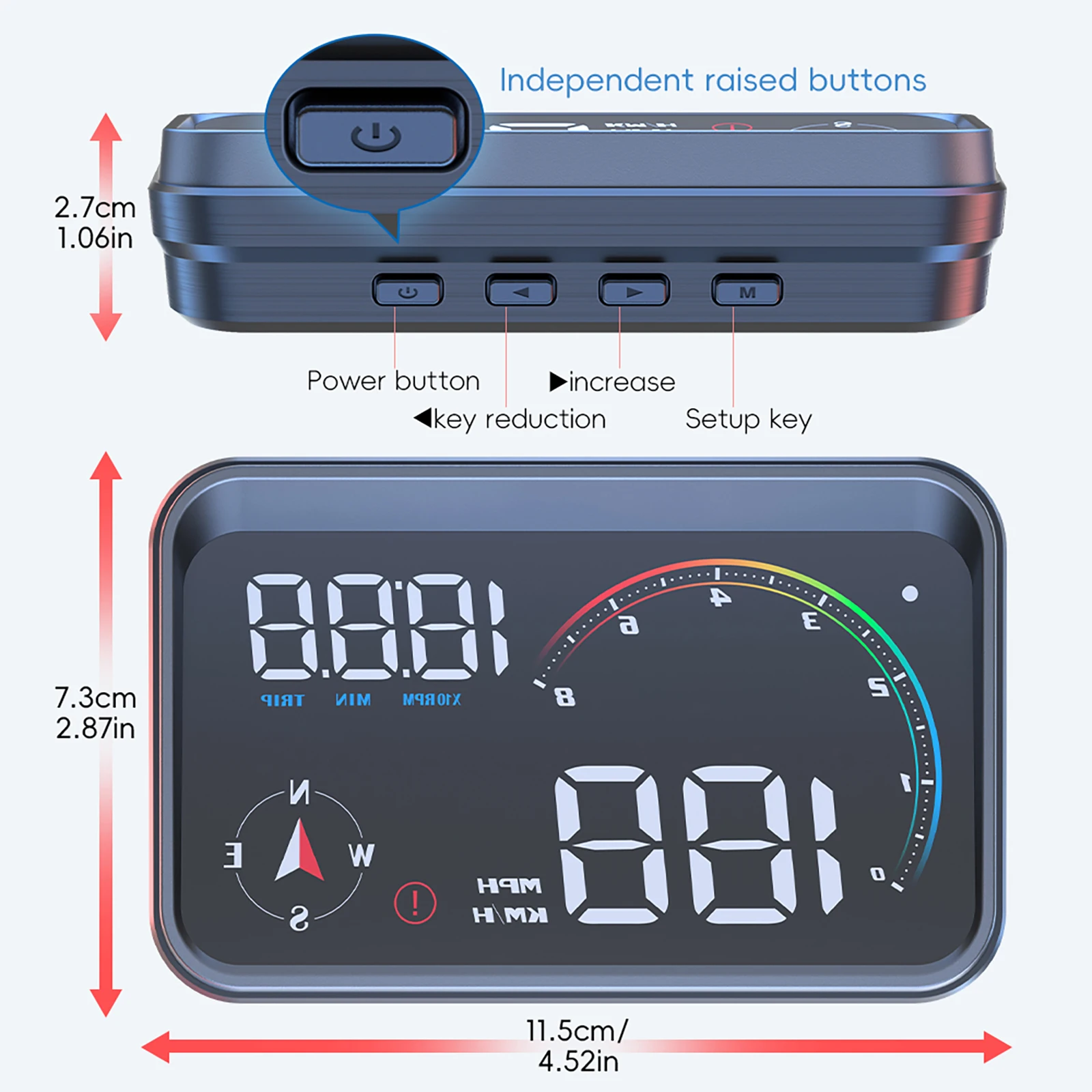 M24 HUD Gauge Smart Speedometer  OBD+GPS Car Electronics Head Up Display Turbo RPM Alarm  Water Temp Car Overspeed