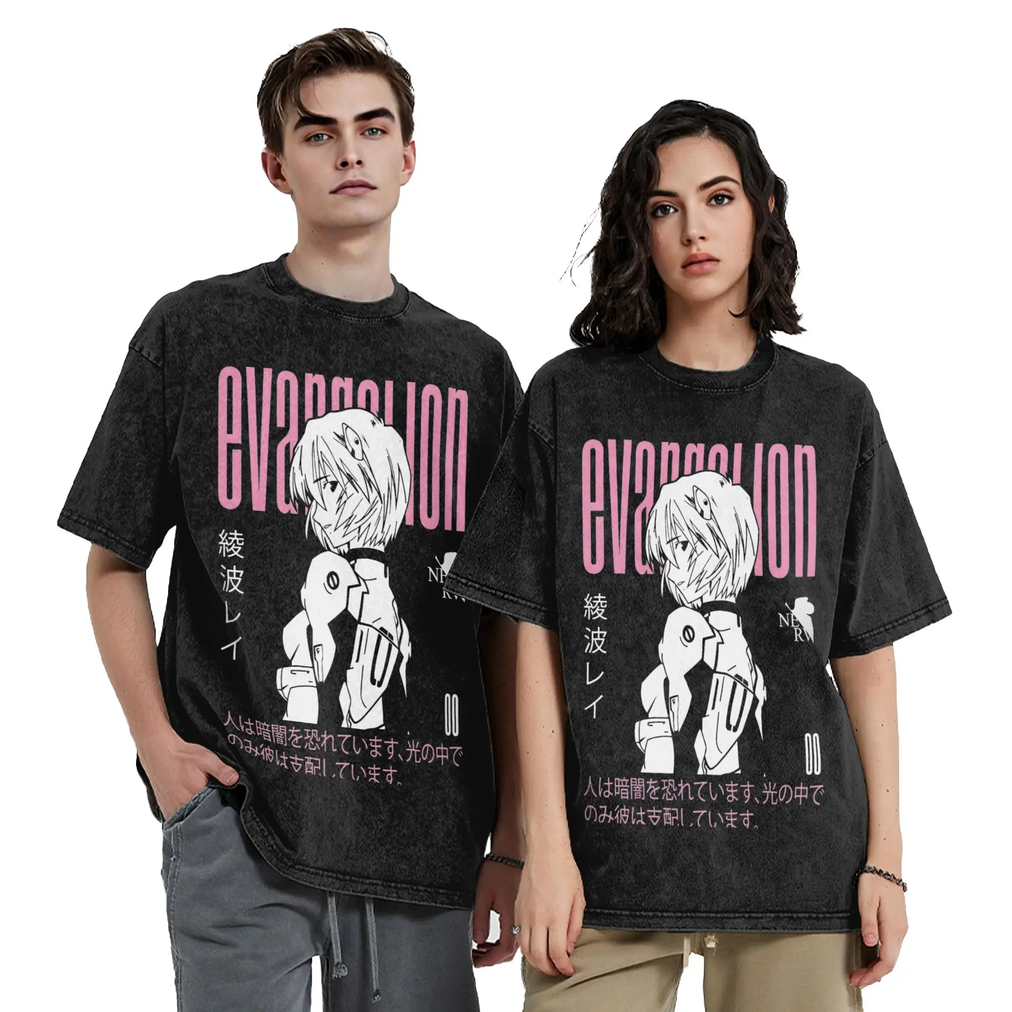 Men Women Rei Ayanami Exclusive  Vintage Washed T Shirt Eva Pure Cotton Clothes Funny Short Sleeve O Neck Tees 6XL T-Shirts
