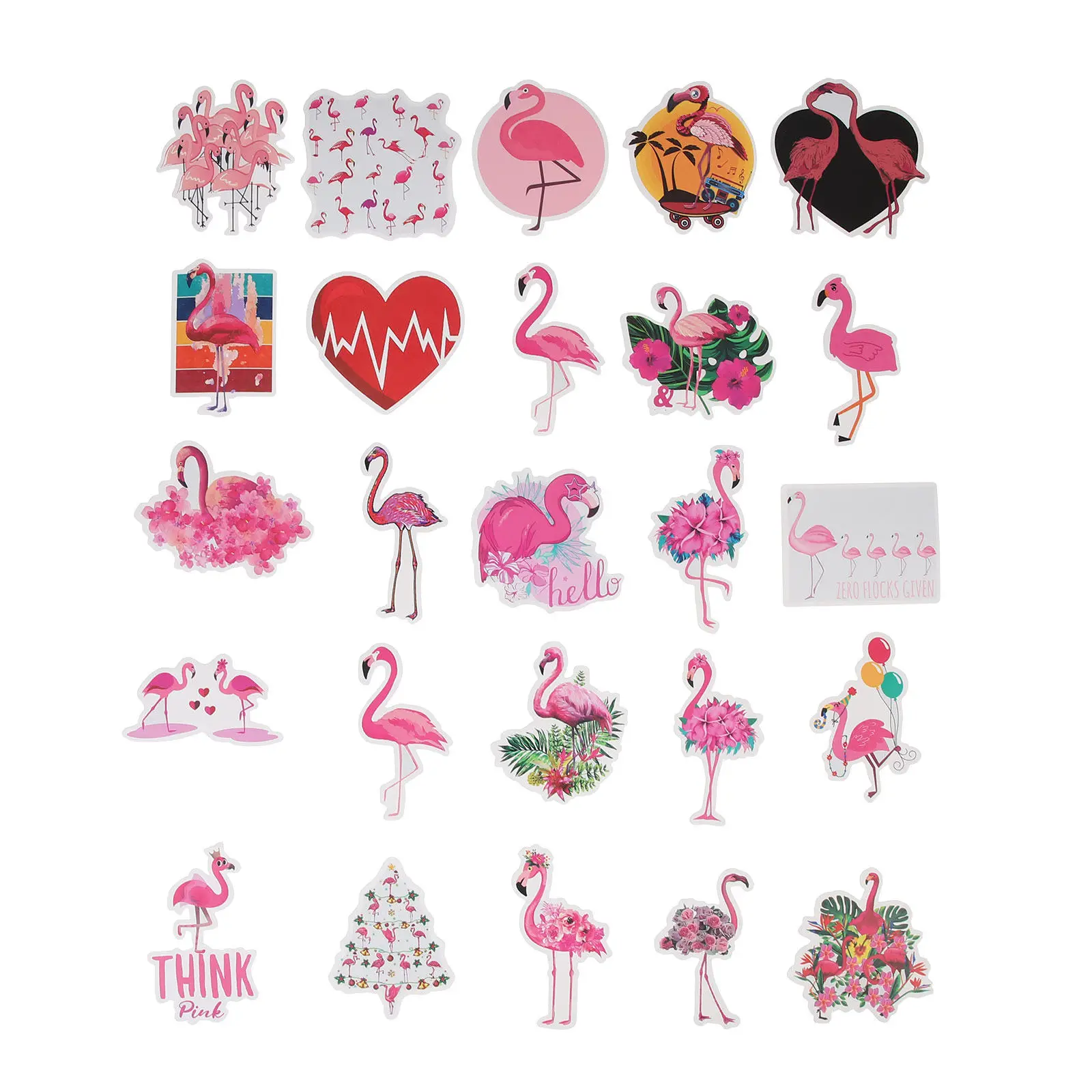 100 Pcs Animal Stickers Cartoon Graffiti Luggage Decals for Suitcases Book Flamingo Decoration