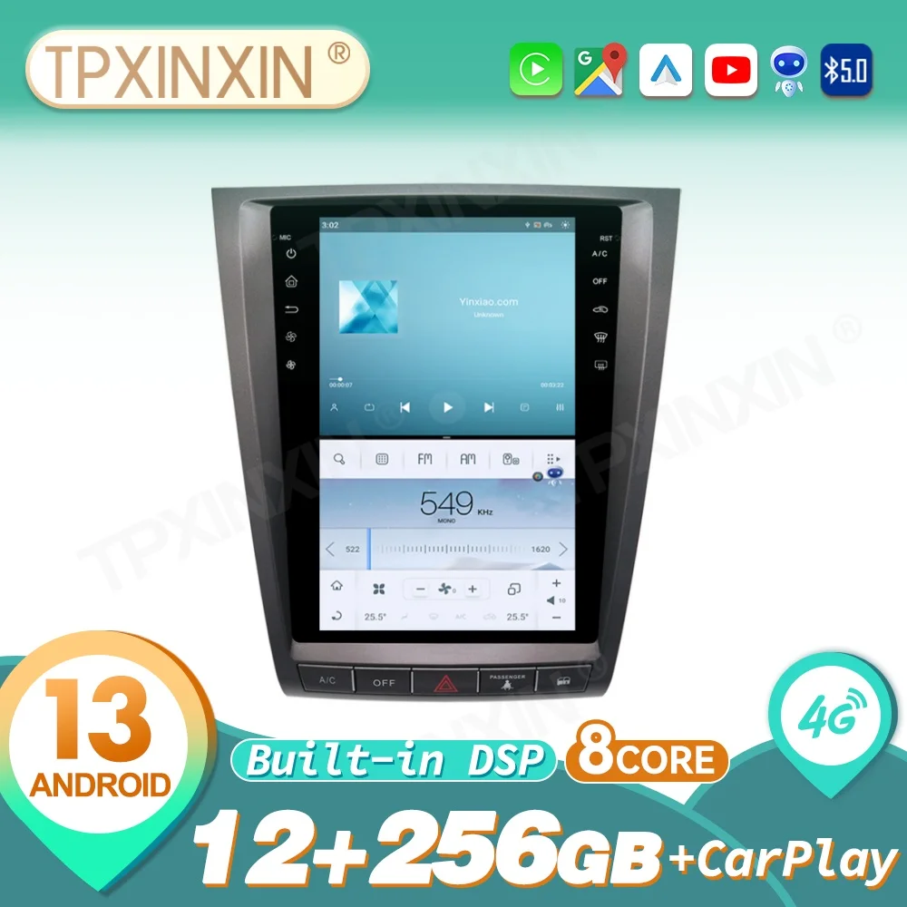 

for Lexus GS GS300 GS460 GS350 2004~2011 Audio 2 Din Android Auto Carplay Receiver Vertical Multimedia Player GPS Navigation
