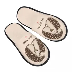 Custom Print Women Hedgehog House Slippers Soft Warm Animal Protection Memory Foam Fluffy Slipper Indoor Outdoor Shoes