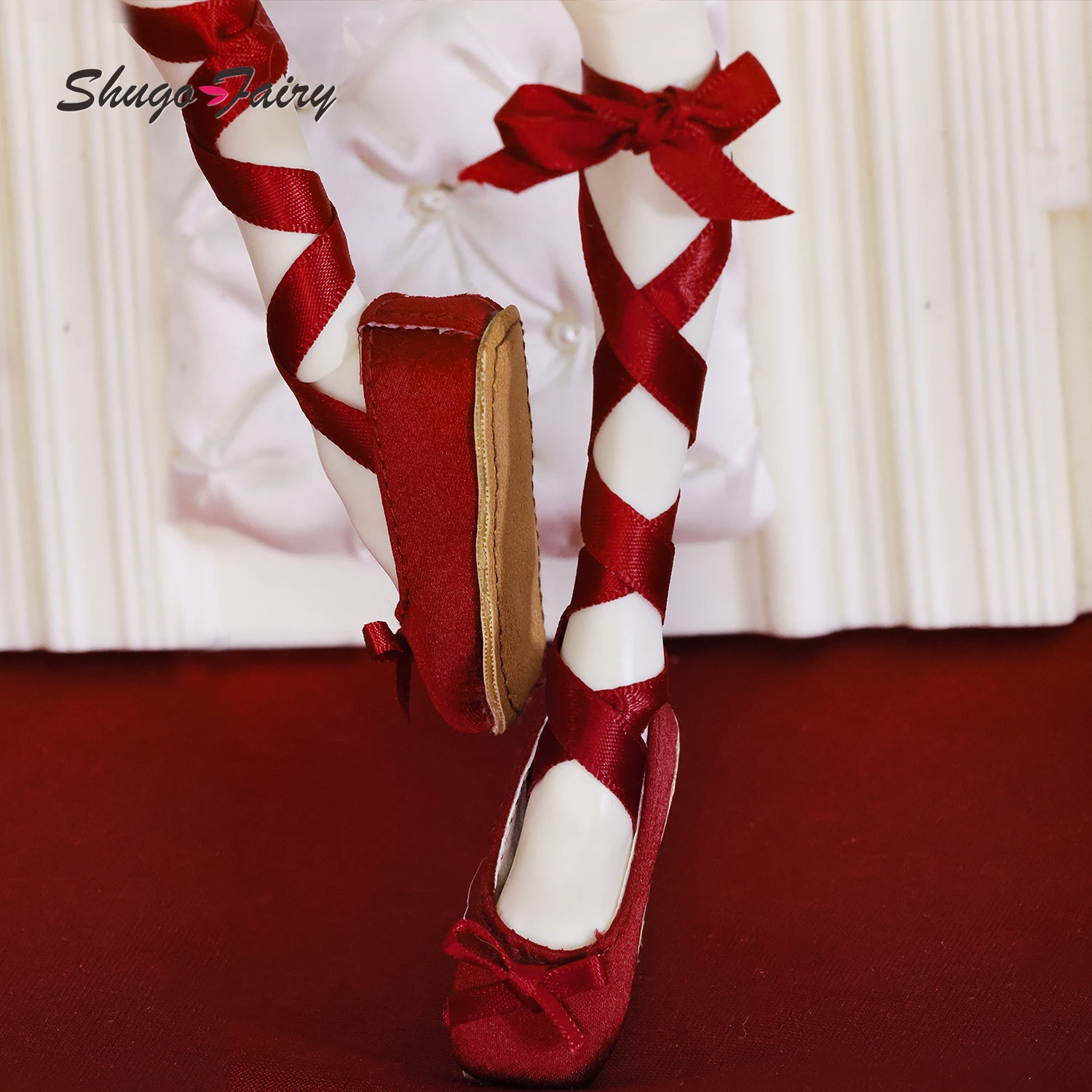 1/4 BJD أحذية الدانتيل متابعة أحذية الباليه ريترو ستايل يناسب 1/4 بانكسي عالية الكعب WX4-388 ShugaFairy اكسسوارات