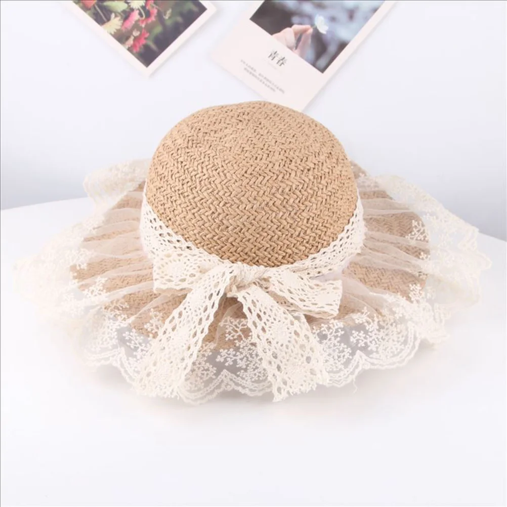 

Summer Kids Girl Straw Fisherman 48-53Cm Khaki Uv Protection Wide Brim Beach Travel Sun Hat Breathable Lightweight Cooling Child