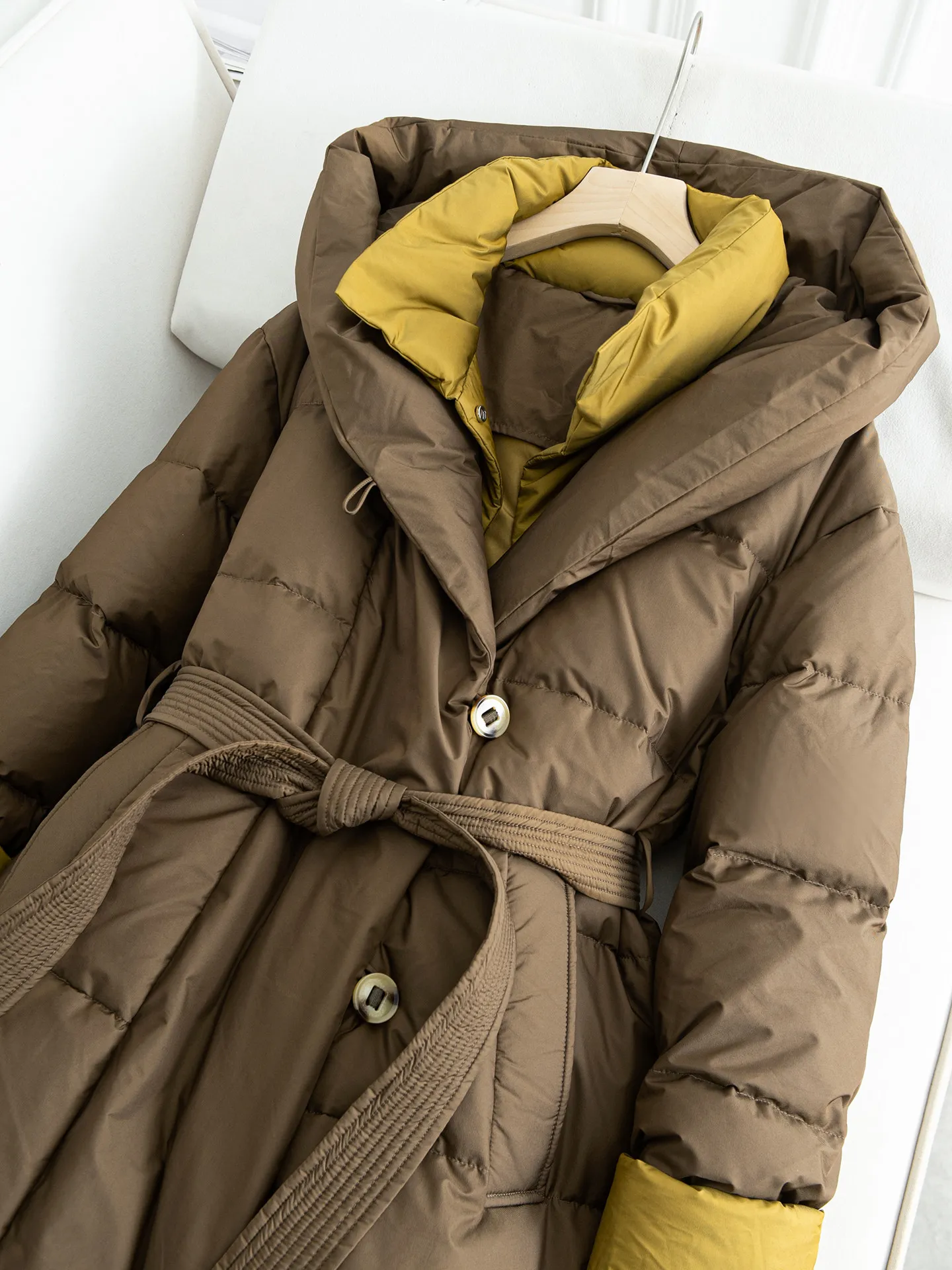 Doudoune ample à capuche pour femme, longue, en duvet de canard blanc 90, nouvelle collection hiver 2026