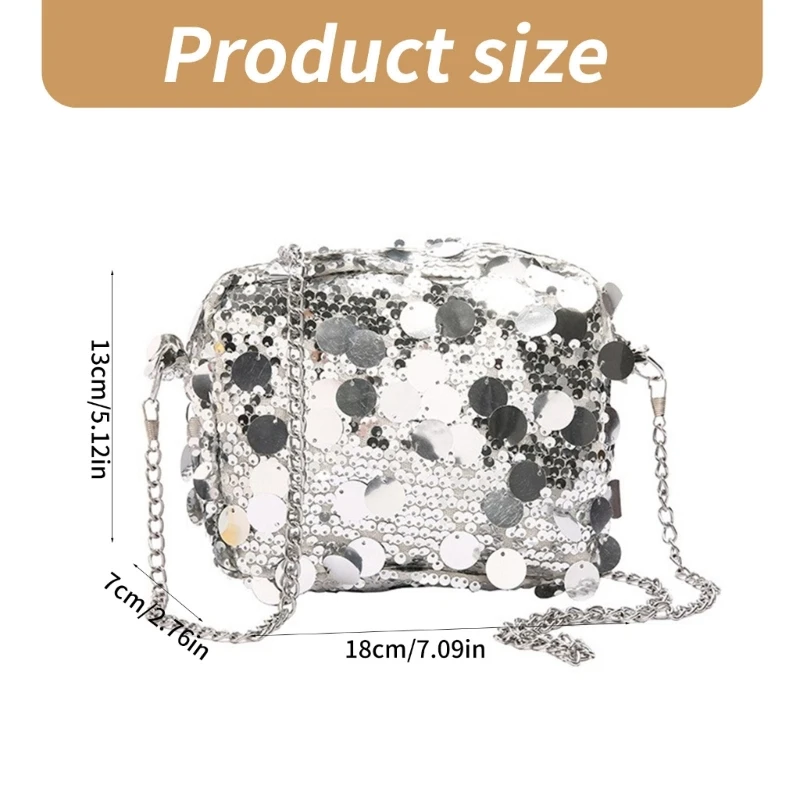 Delicate Sequined Evening Purse Handbag For Women Fashion Shoulder Bag And Crossbody Chain Bags Chain Strap