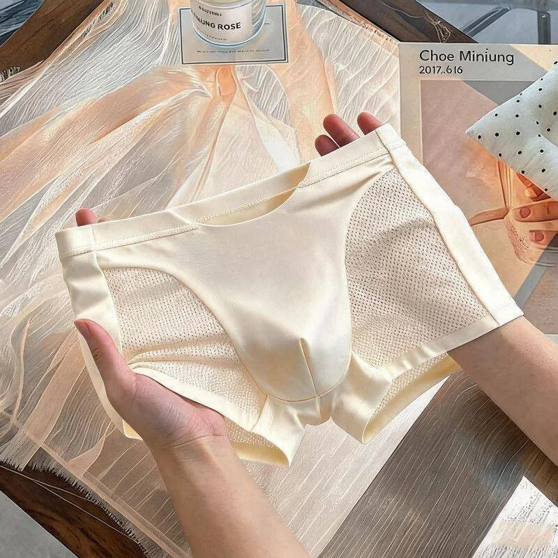 Ice Silk Men's Underwear Breathable Comfortable Fashionable Seamless Boxer Shorts Summer Collection Sportswear Casual Clothing