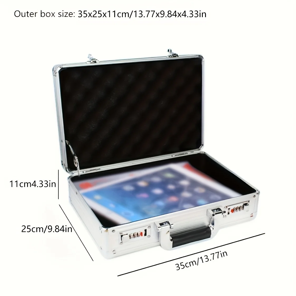 Portable Password Toolbox Aluminum Alloy Safety Equipment Storage Case with Sponge Precision Instrument Fall Protection Box