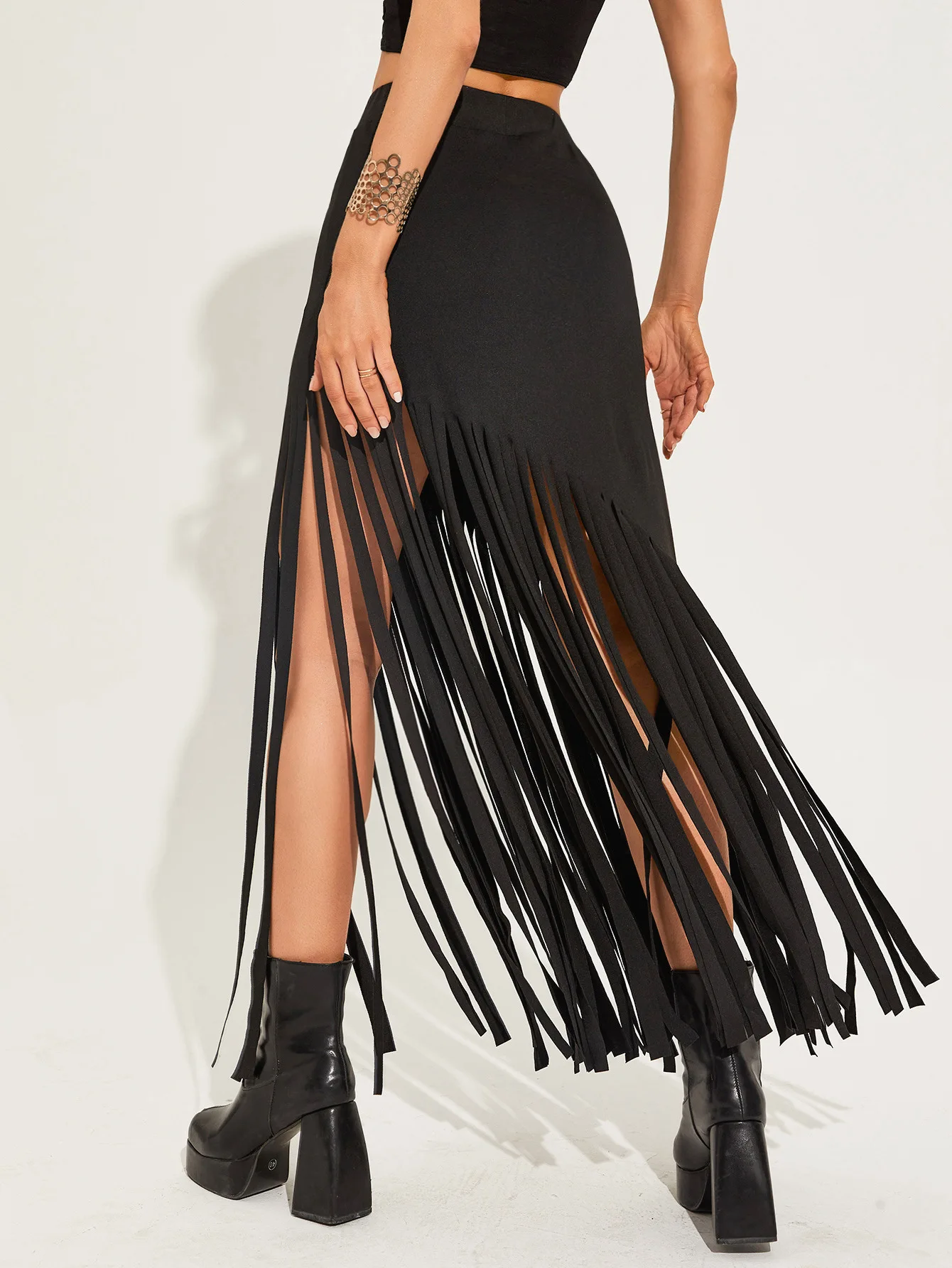 Jupes Maxi Goth Punk à taille élastique