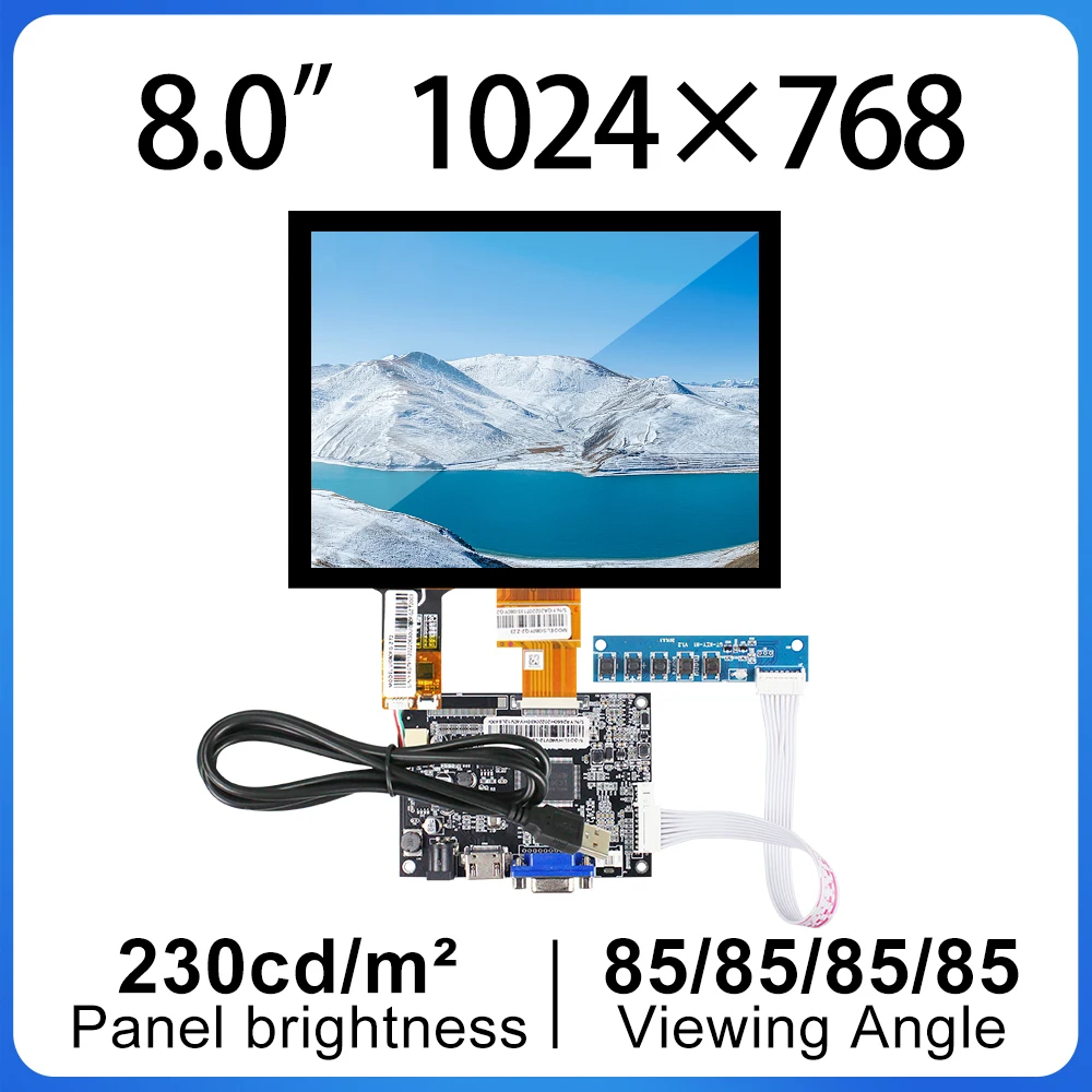 8 Inch LCD Display Screen 40 Pins LVDS  SI080YQ2-Z23 Resolution 1024*768 Brightness 230 For Automotive Display