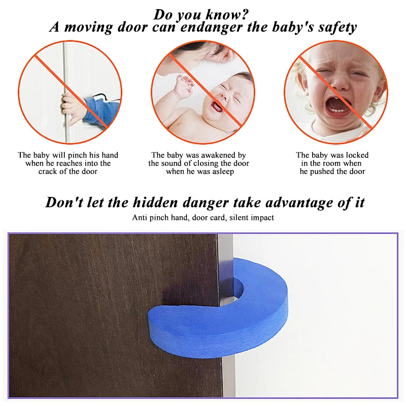 5PCS Security Cabinet Locks Door Clip Baby Safety Locks Children Protection Kids Finger Safe Foam Door Stopper Baby Gate Safety