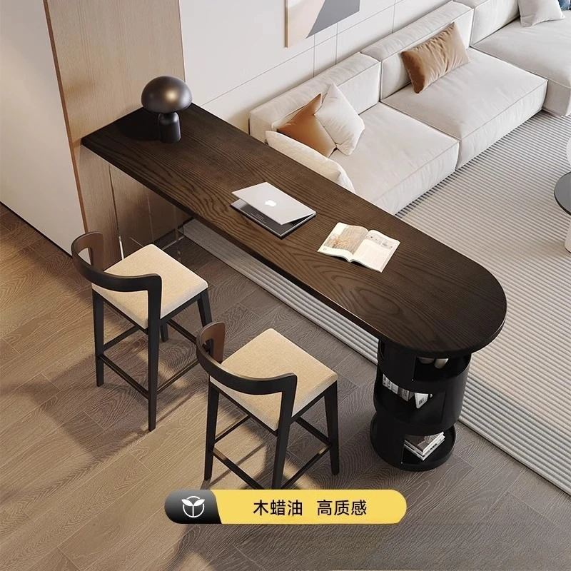 French solid wood bar table against the wall, living room partition acrylic strip table, sofa bar side cabinet creative high tab