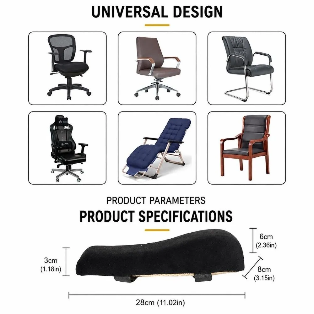 Sponge Foam Chair Armrest Pad Curve Design Fasten Strap Elbow Support Cushion Adjustable Belt Easy Mount Arm Rest Mat Home Study