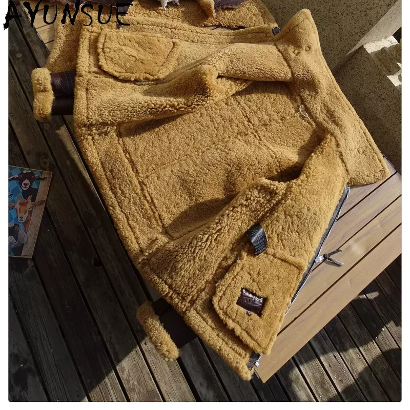 AYUNSUE Natural Merino Sheep Fur Jackets for Man Winter Warm Genuine Leather Jacket Men Vinatge Short Real Wool Fur Coat 2026 - view 4