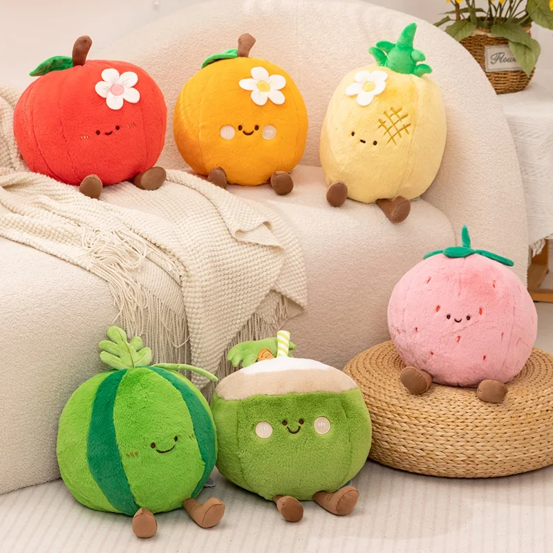

Simulation 6 Style Fruit Plush Throw Pillow Toys Lifelike Stuffed Plants Plush Dolls Soft Kids Sofa Cushion Decor for Girls Gift