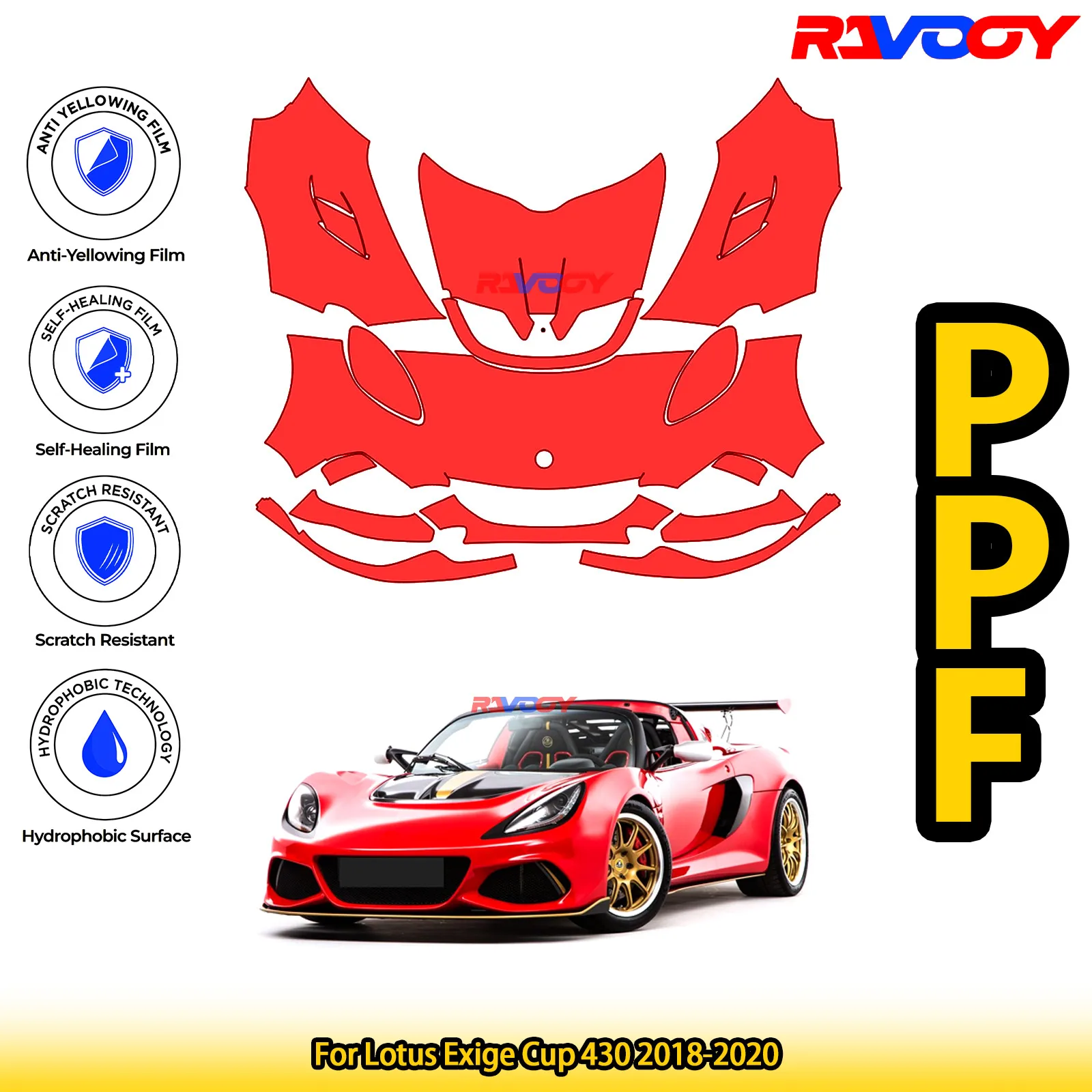 

Для Lotus Exige Cup 430 2018-2020 глянцевая матовая черная предварительно вырезанная передняя защитная пленка PPF Kit