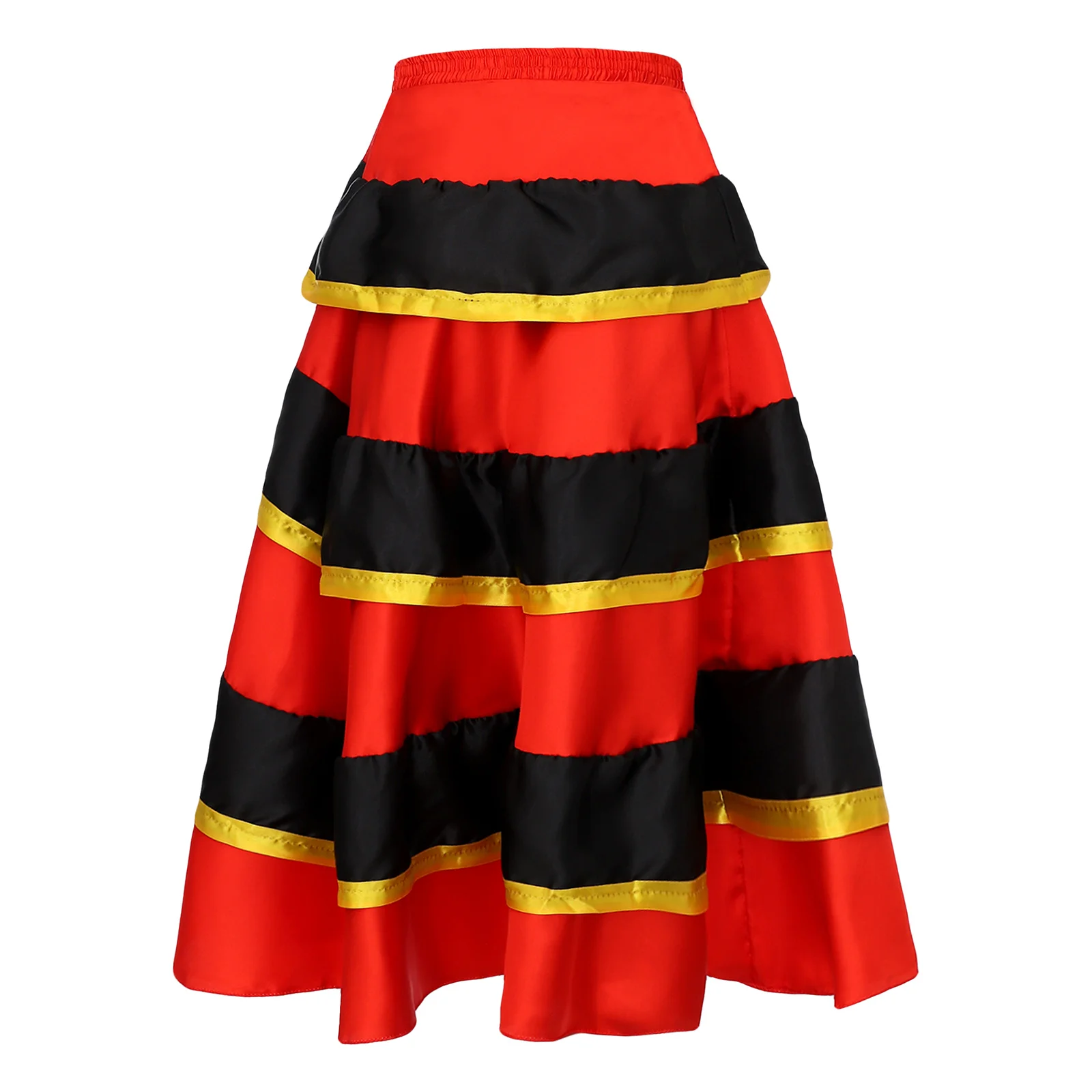 Tradycyjna hiszpańska spódnica do tańca byków dla dziewczynek, meksykański flamenco, taniec towarzyski, strój do występów ludowych, długa, falbaniasta spódnica warstwowa.