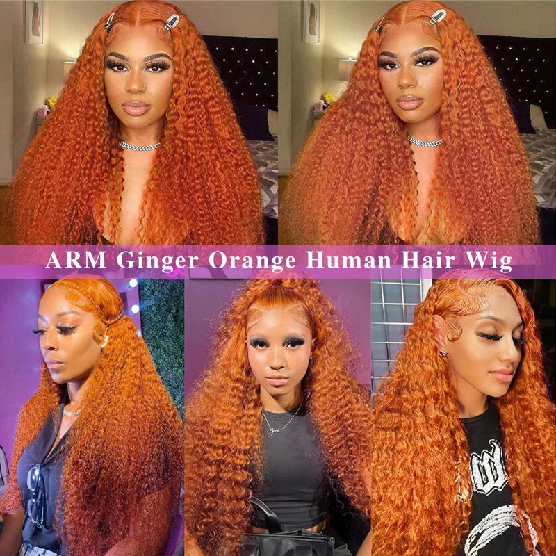 38 بوصة الزنجبيل الدانتيل الجبهة الباروكات شعر الإنسان موجة المياه العميقة الدانتيل شعر مستعار أمامي البرتقال الزنجبيل الباروكات شعر الإنسان 350 شعر مستعار ملون شعر مستعار مجعد