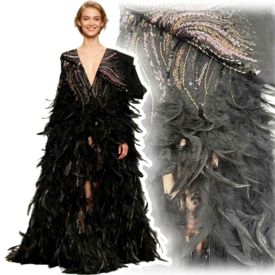 

Роскошная кружевная ткань с шлейфом для дизайна кутюр, французская африканская нигерийская длинная одежда для выпускного вечера, свадебные украшения с блестками AH1808