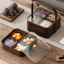 Imitation Wood Dry Fruit Storage Boxes, Moisture-proof Household Light Luxury Retro Living Room Coffee Table with Cover FruitBox