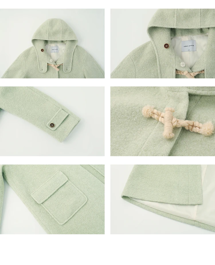 Vega Chang Neue vielseitige Winterjacke aus Wolle im Preppy-Stil für Damen