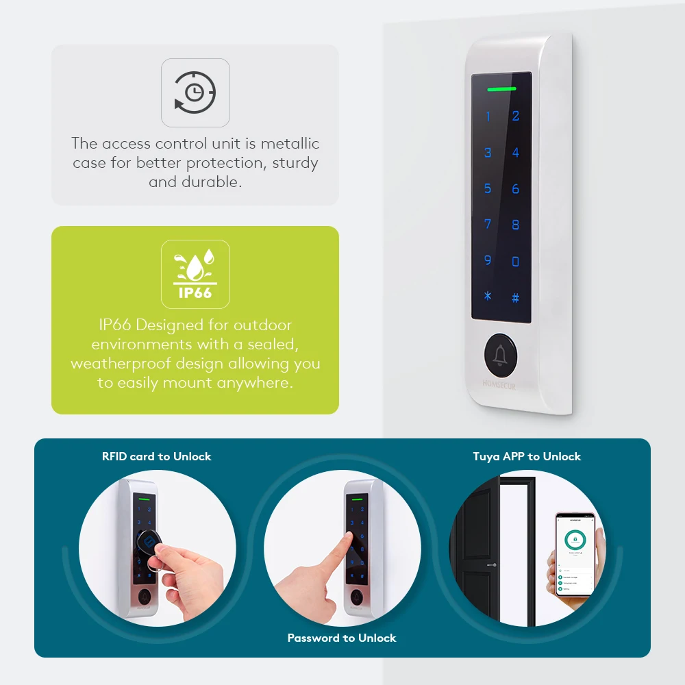 10 stuks 125 KHz Keyfobs + Waterdichte WIFI Thuis/Kantoor Beveiliging Deur Toegang Controller Tuya APP Wachtwoord RFID Toegang Anti-sabotage Alarm
