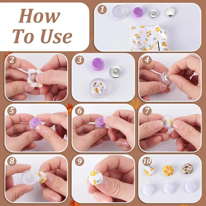 

100 Sets Cover Button Kit With Tools,Fabric Button Making Kit,Fabric Cloth Covered Flat Back Buttons Maker Easy Install A