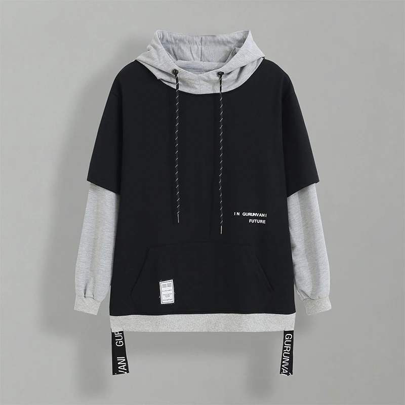 New Hoodie Sweatshirt Mens Hip Hop Pullover Hoodies Streetwear Casual Fashion Clothes Colorblock Hoodie Cotton