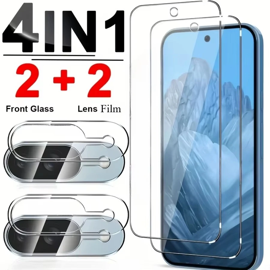 4IN1 Tempered Glass Screen Protector for Google Pixel 9 Pro XL 9 8 Pro Camera Lens Protective Film For Google Pixel 8a 8 9 Glass